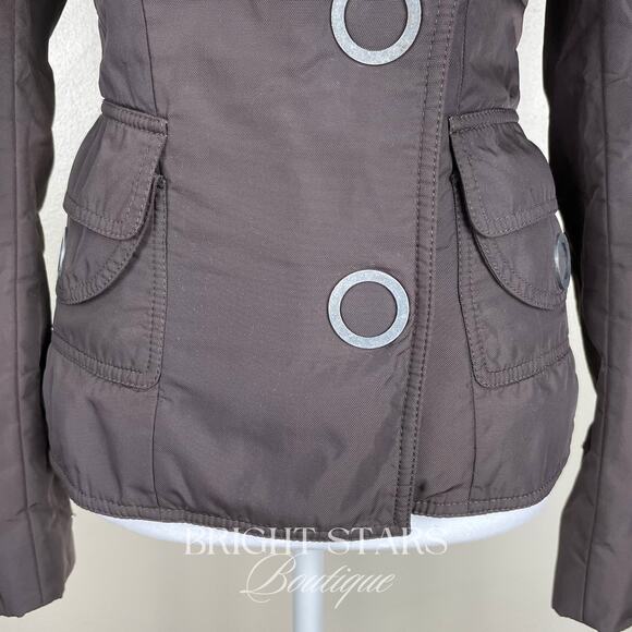 Rare Brown Jacket ASO Lorelai Gilmore Girls Moto Snap Button Casual Fall - Picture 8 of 12